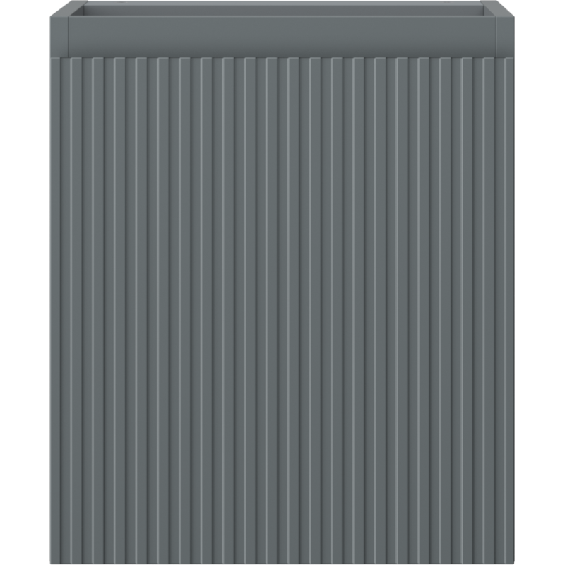 Underskap til servant i grafitt matt med riflet front, vist rett forfra med glatt overkant.