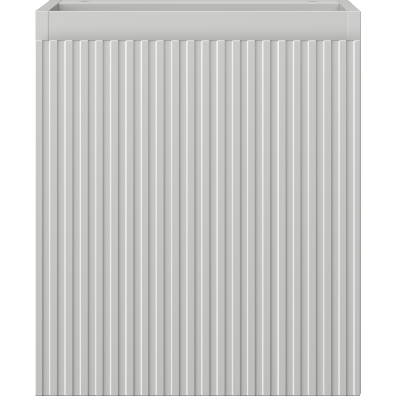 Underskap til servant i grå matt finish med én dør og riflet front, sett rett forfra.