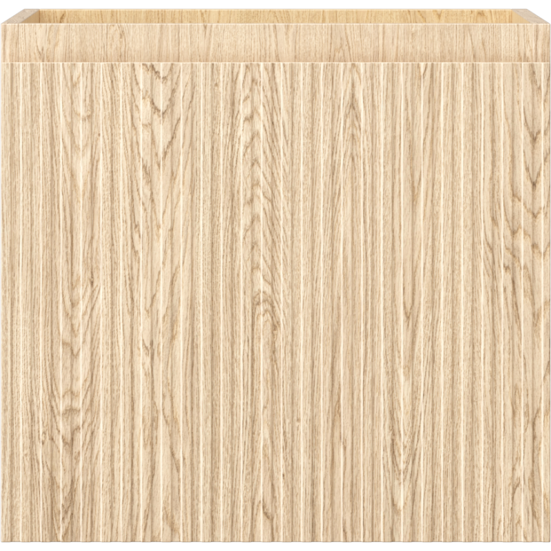 Underskap til servant i lys eik med riflet front og én skuff, sett rett forfra.