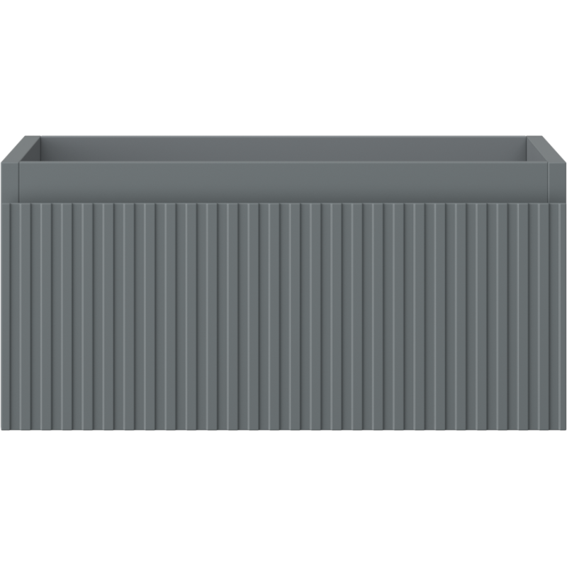 Underskap til servant Mexen Rivel 50 cm i grafitt matt med én skuff og vertikale riller.