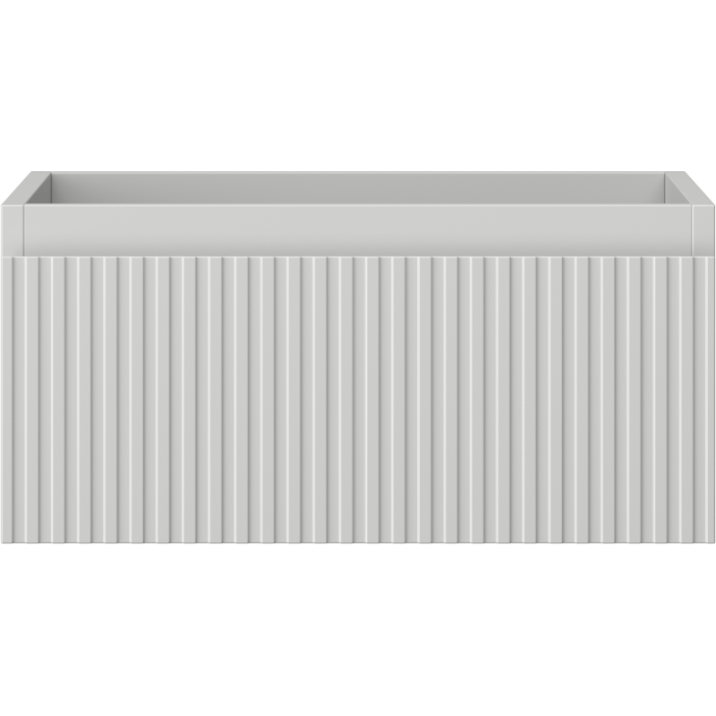 Underskap til servant 50 cm i lys grå matt med riflet front, sett rett forfra.