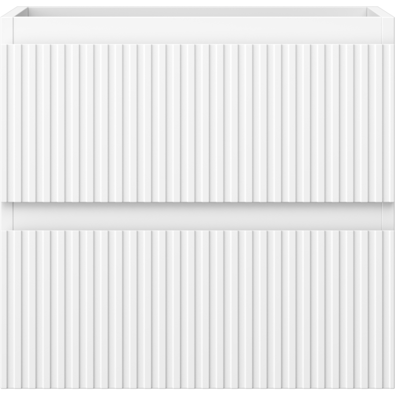 Underskap til servant Mexen Rivel 50 cm i hvit matt med to riflede skuffer, frontvisning.