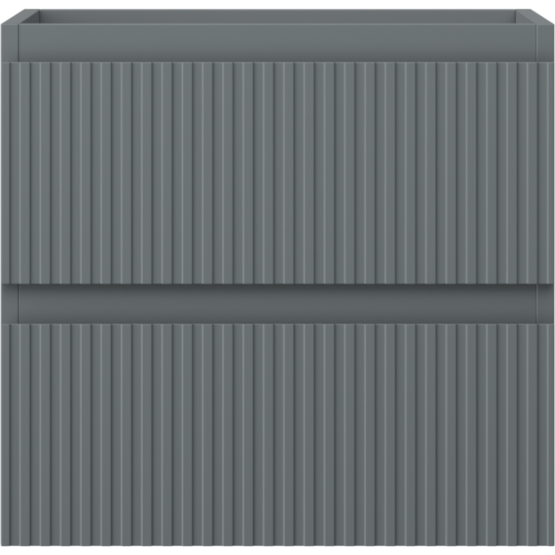 Underskap til servant i grafitt matt med to skuffer og vertikale riller, frontvisning.