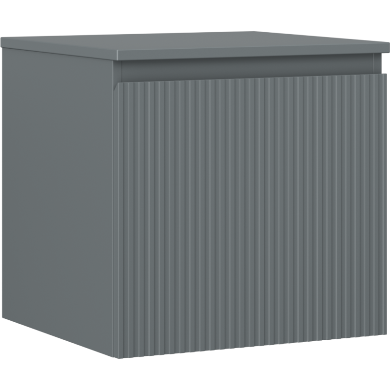 Servantskap 50 cm grafitt matt med riflet front og moderne design uten synlige håndtak.