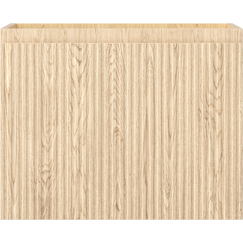 Underskap til servant i eik 60 cm med riflet front, sett rett forfra uten synlige håndtak.