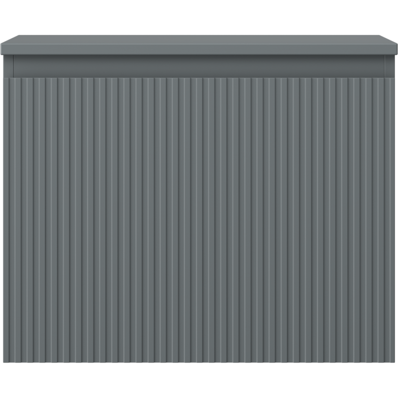 Underskap til servant i grafitt matt med vertikale riller, sett forfra uten synlige håndtak.