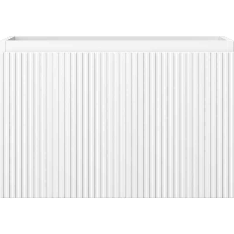 Underskap til servant 70 cm hvit matt med riflet front sett rett forfra.