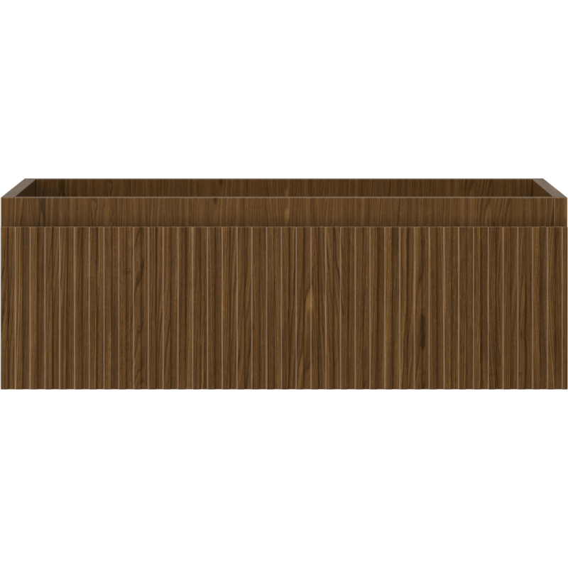 Underskap til servant i valnøtt med riflet front, sett rett forfra, modell Mexen Rivel 70 cm.