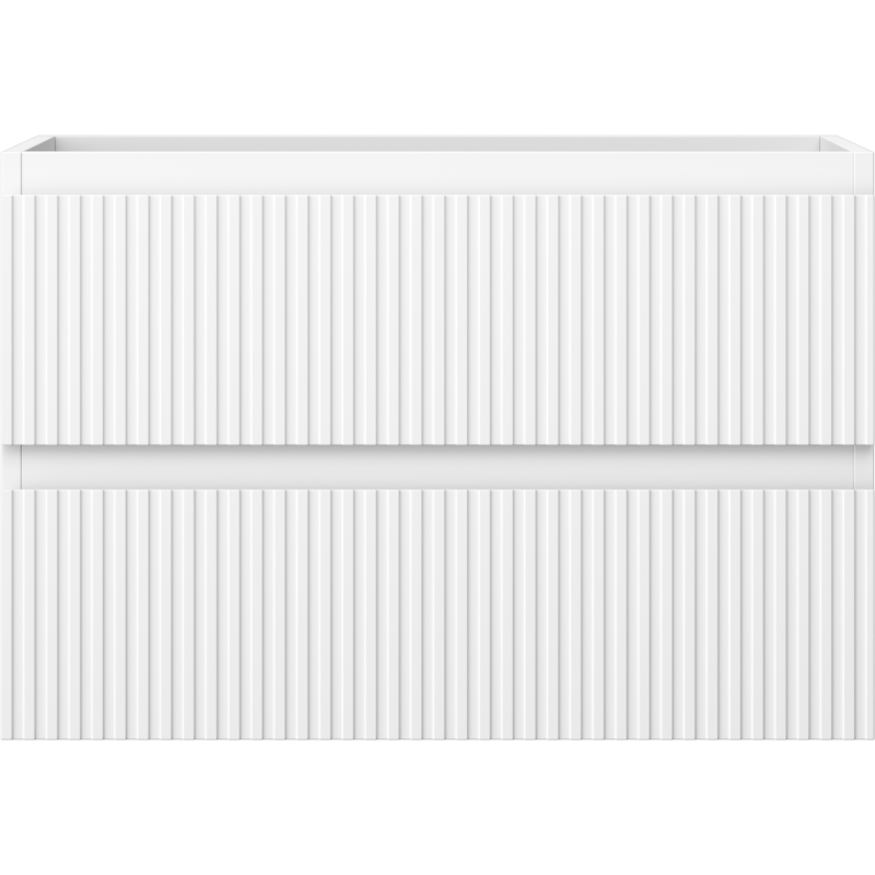 Underskap til servant Mexen Rivel 70 cm i hvit matt med to skuffer og vertikale riller.