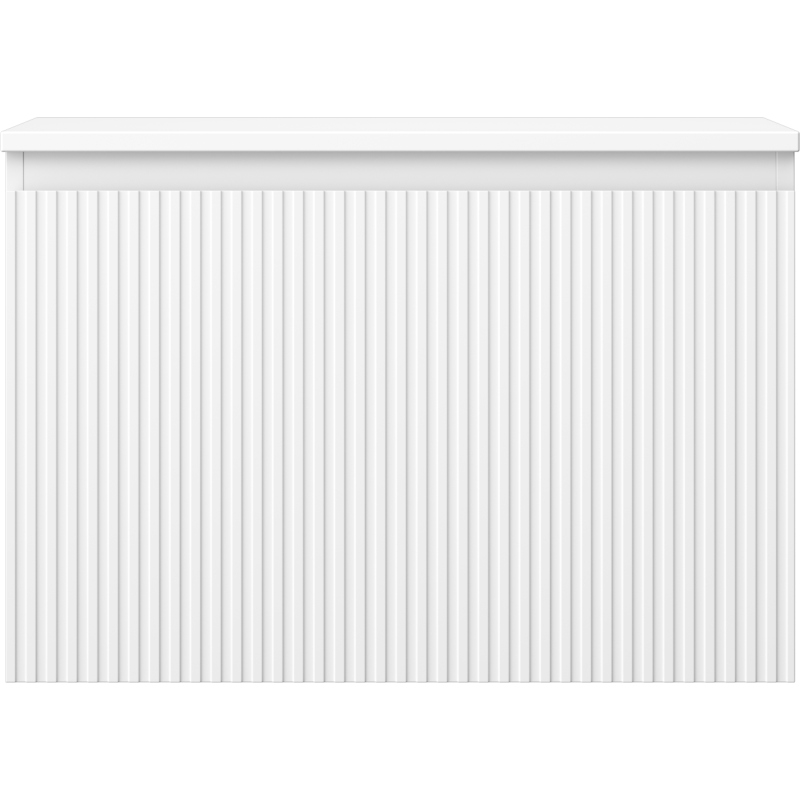 Underskap til servant 70 cm i hvit matt med riflet front, sett rett forfra.