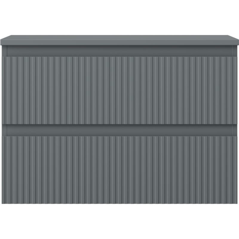 Underskap til servant Mexen Rivel 70 cm i grafitt matt med to skuffer og vertikale riller.