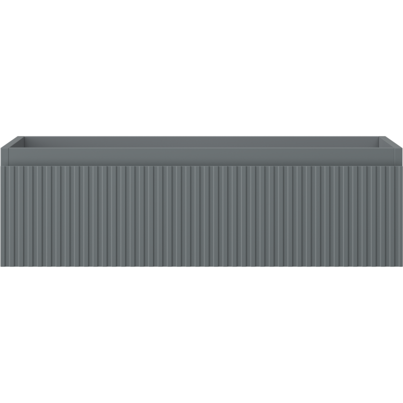 Underskap til servant i grafitt matt med én skuff, vertikale riller og glatt kant øverst.