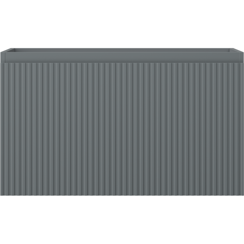 Underskap til servant i grafitt matt med vertikale riller og moderne, industrielt uttrykk.