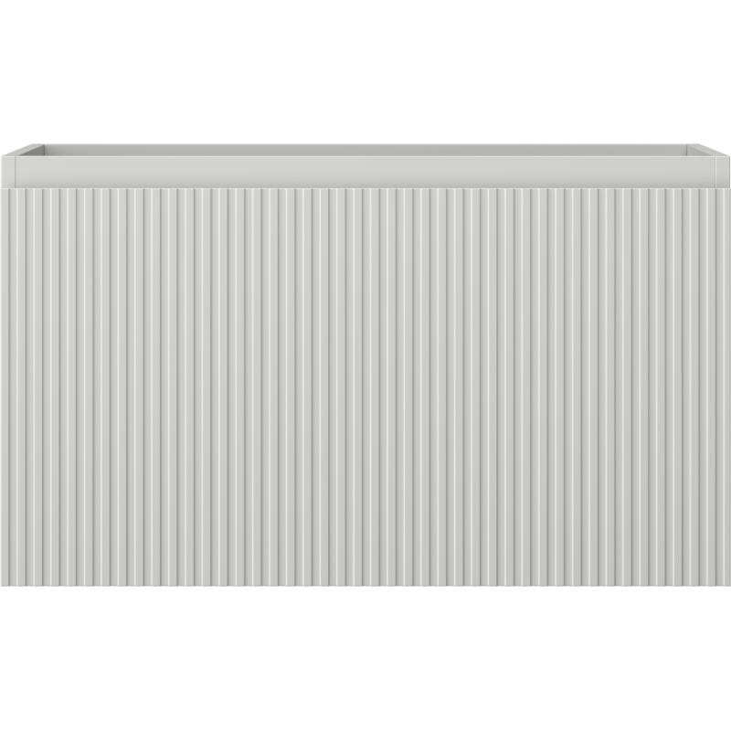 Underskap til servant Mexen Rivel 80 cm i grå matt med riflet front og én skuff, sett forfra.