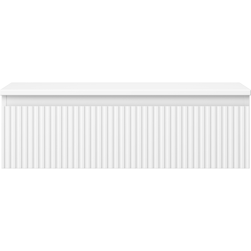 Underskap til servant 80 cm i hvit matt med vertikale riller og minimalistisk design.