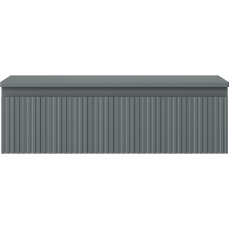 Underskap til servant Mexen Rivel 80 cm i grafitt matt med én skuff og vertikale riller.