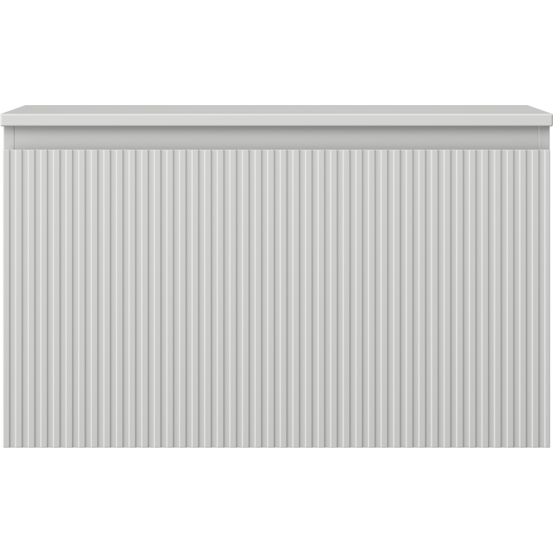 Underskap til servant Mexen Rivel 80 cm i grå matt med én skuff og riflet front, sett rett forfra.