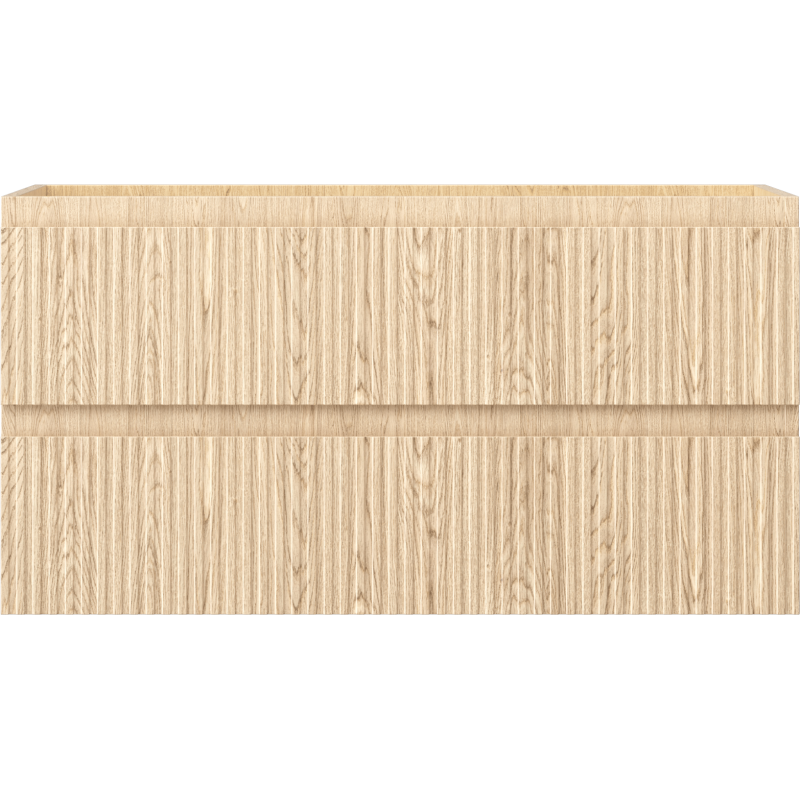 Underskap til servant 90 cm i eik med riflet front og to skuffer uten håndtak.