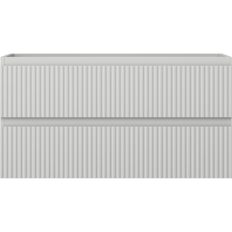 Underskap til servant Mexen Rivel 90 cm i grå matt med riflet front, sett rett forfra.
