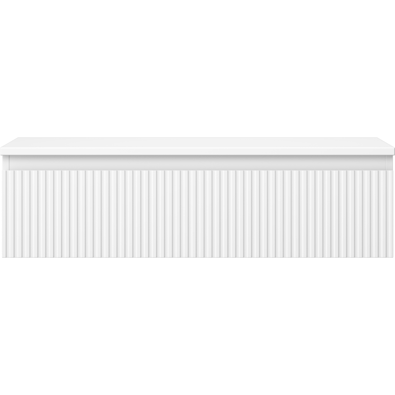 Underskap til servant Mexen Rivel 90 cm i hvit matt med rillemønstret front, sett forfra.