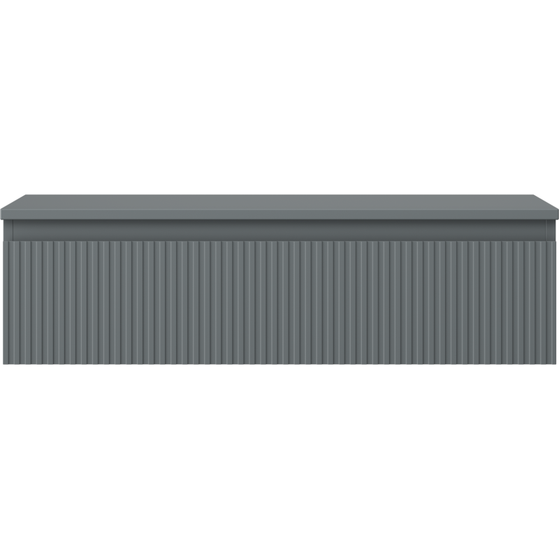 Underskap til servant Mexen Rivel 90 cm i grafitt matt med én skuff og vertikale riller.