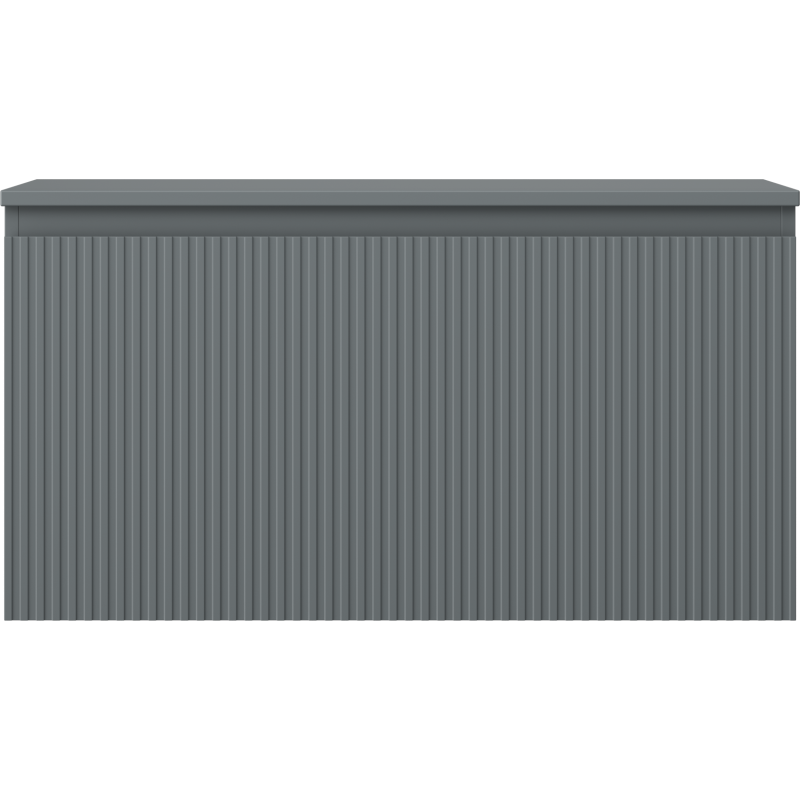 Underskap til servant 90 cm i grafitt matt med riflet front og skjult håndtak, sett forfra.