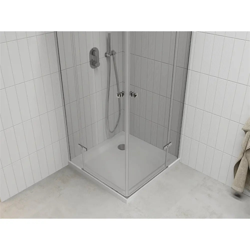 Dusjhjørne med Dusjbrett 100x100 Cm Gjennomsiktig Krom S2