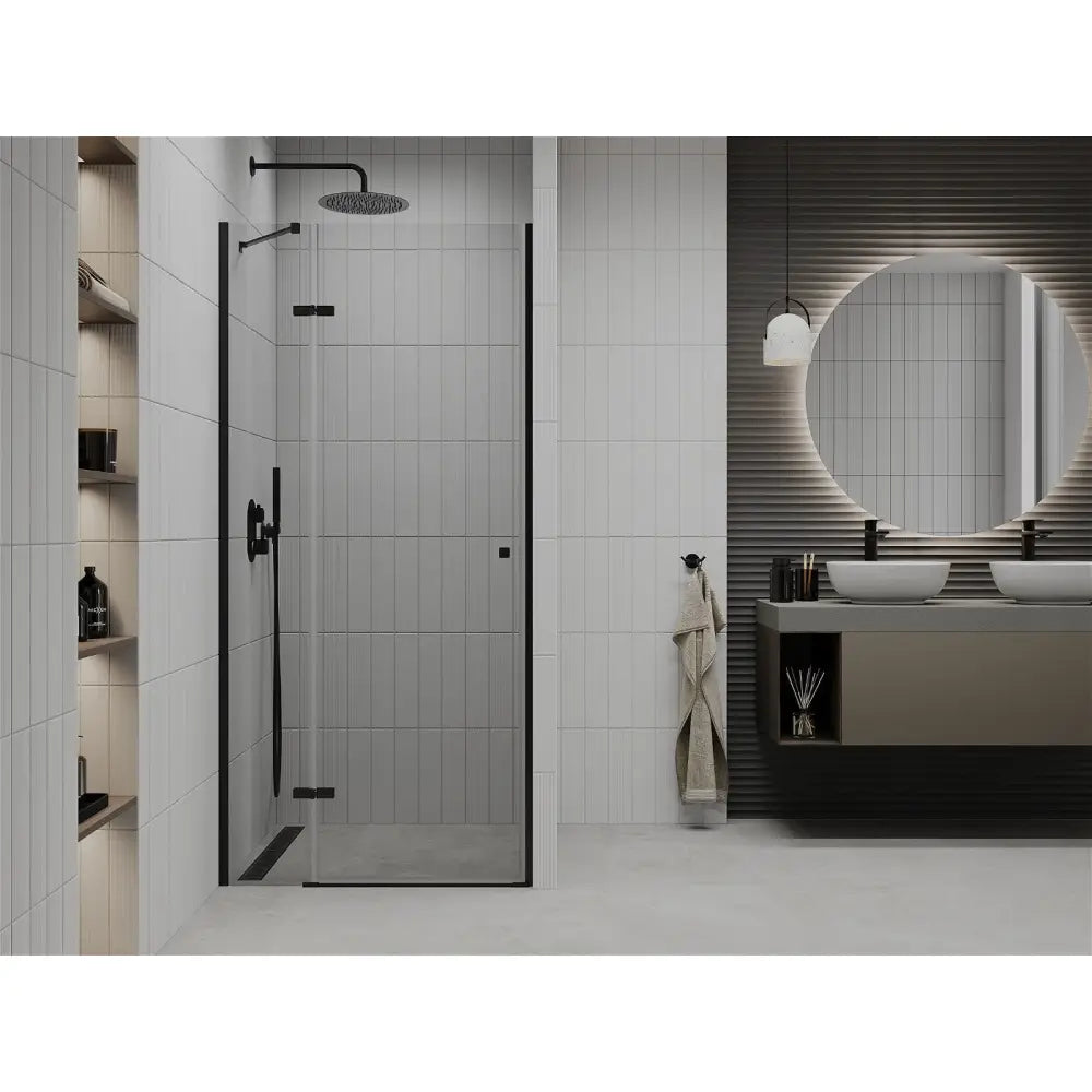 Dusjdører Svingsbare 90 Cm Gjennomsiktig Svart