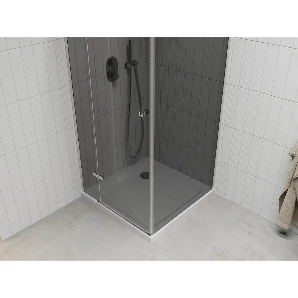 Dusjhjørne med Dusjbrett 100x100 Cm Grafitt S2