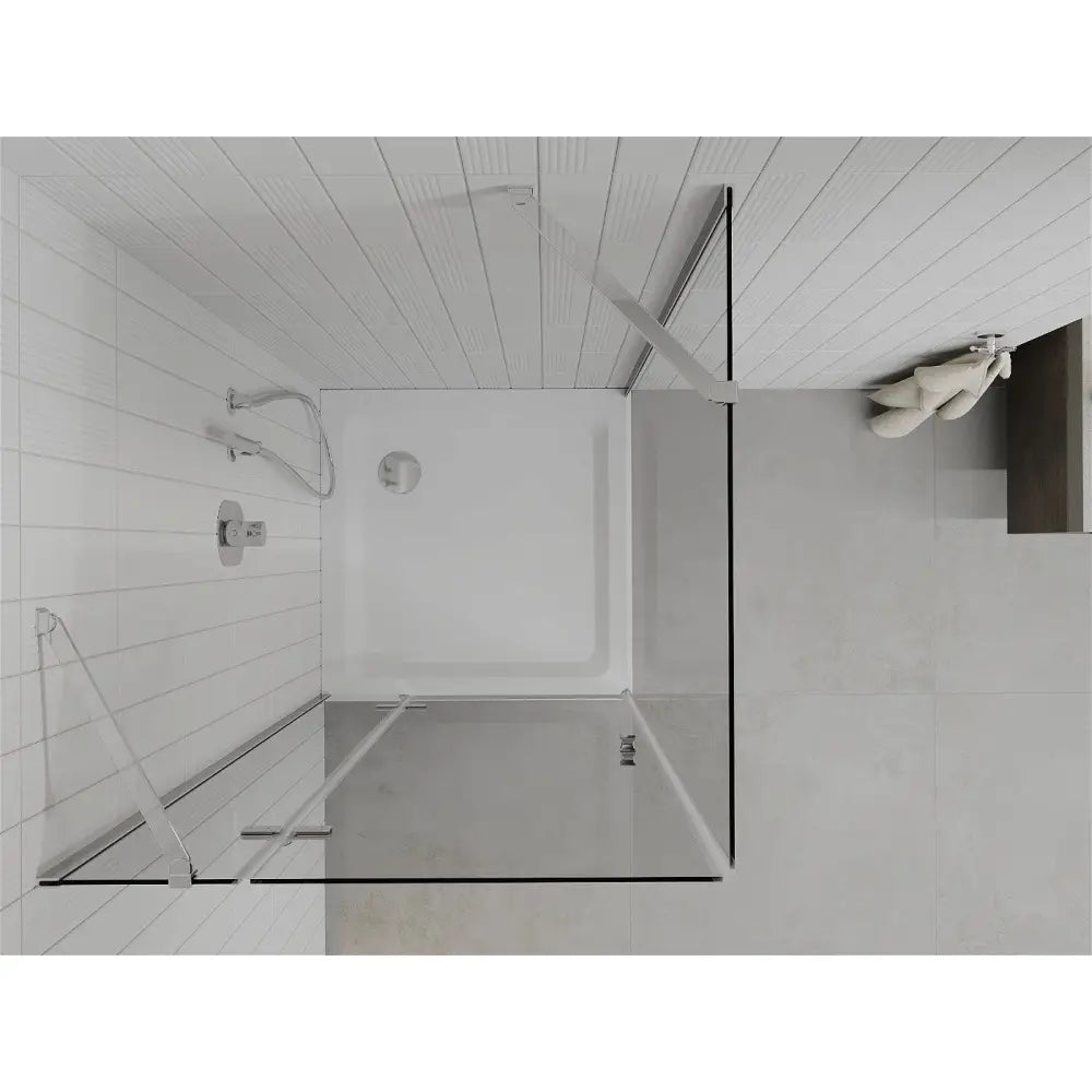 Dusjhjørne med Dusjbrett Hengslet Dør 100x100 Cm Gjennomsiktig Krom + Lavt Dusjkar