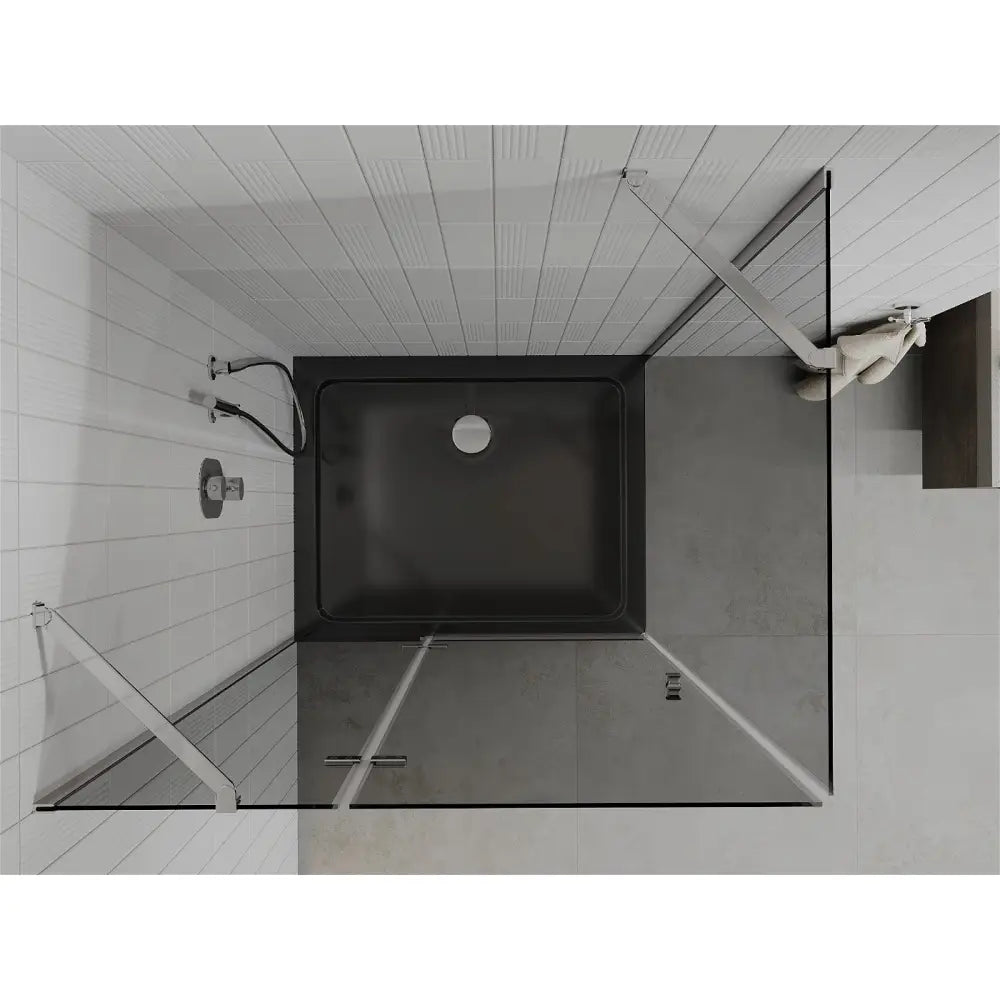 Dusjhjørne med Dusjbrett Svingdør 100x90 Cm Grafitt