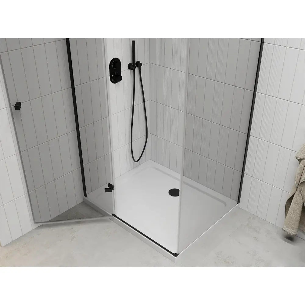 Dusjhjørne med Dusjbrett 70x120 Cm Gjennomsiktig Svart