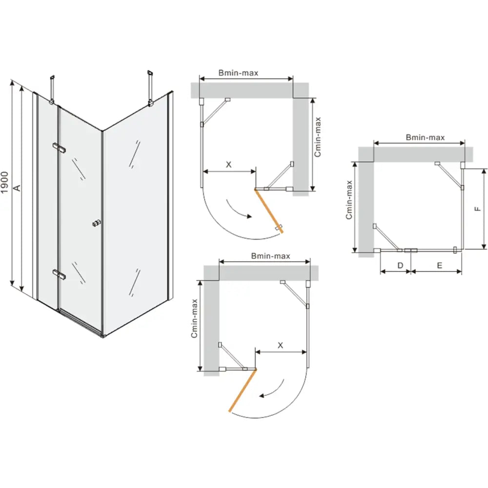 Dusjhjørne med Dusjbrett 80x80 Cm Gjennomsiktig Svart S2
