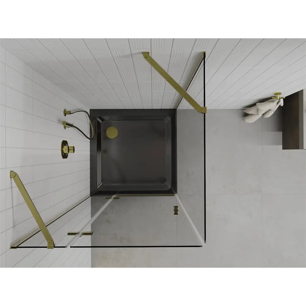 Dusjhjørne med Dusjbrett 90x90 Cm Gjennomsiktig Gull S2