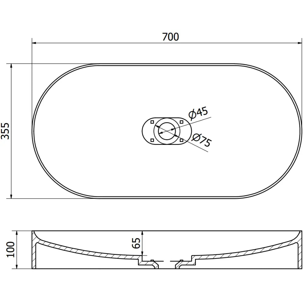 Mexen Sofia Benkeplatevask i Kompositt 70x35 Cm Svart