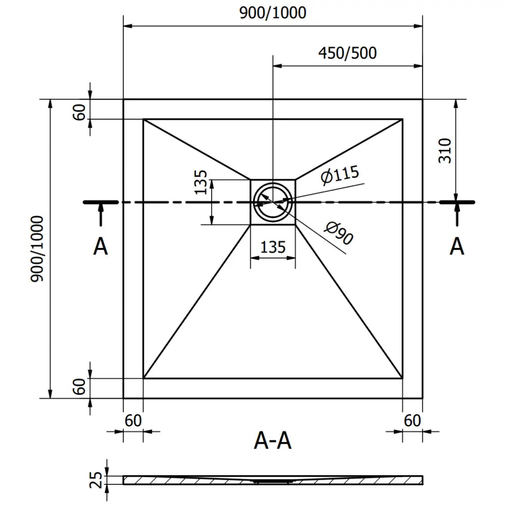 Mexen Stone + Kompositt Dusjbrett Kvadratisk 100x100 Cm Grå-betong