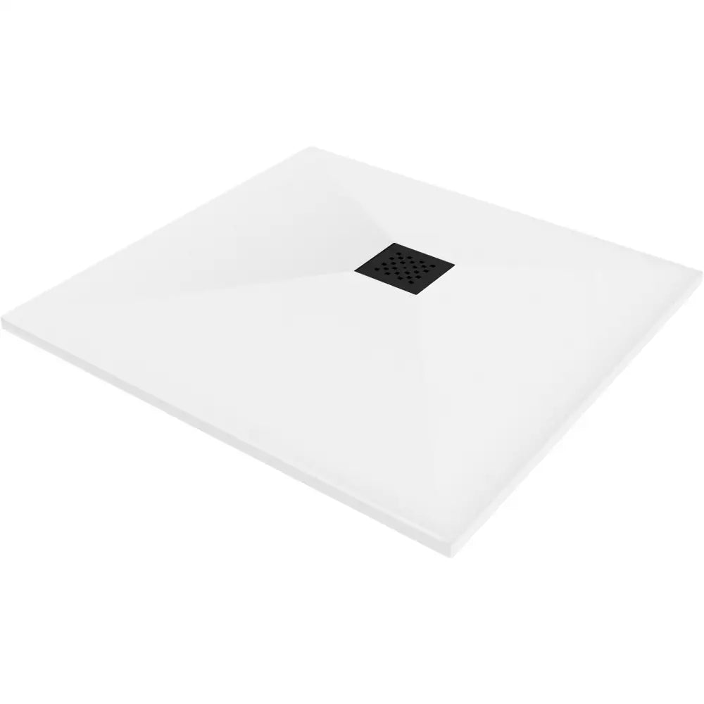 Mexen Stone + Kompositt Dusjbrett Kvadratisk 70x70 Cm Hvit med Svart Deksel - 44107070-b