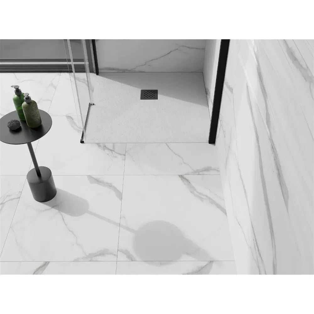 Mexen Stone + Kompositt Dusjbrett Kvadratisk 70x70 Cm Hvit med Svart Deksel - 44107070-b