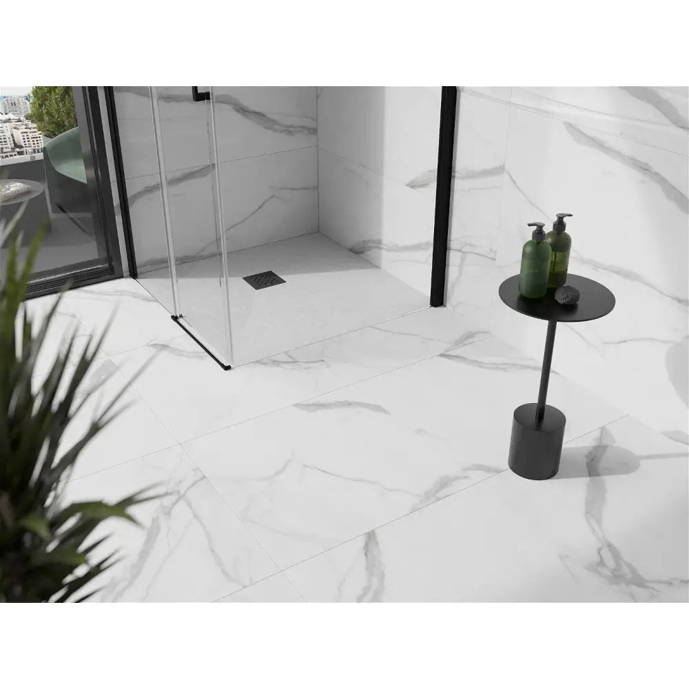 Mexen Stone + Kompositt Dusjbrett Kvadratisk 70x70 Cm Hvit med Svart Deksel - 44107070-b
