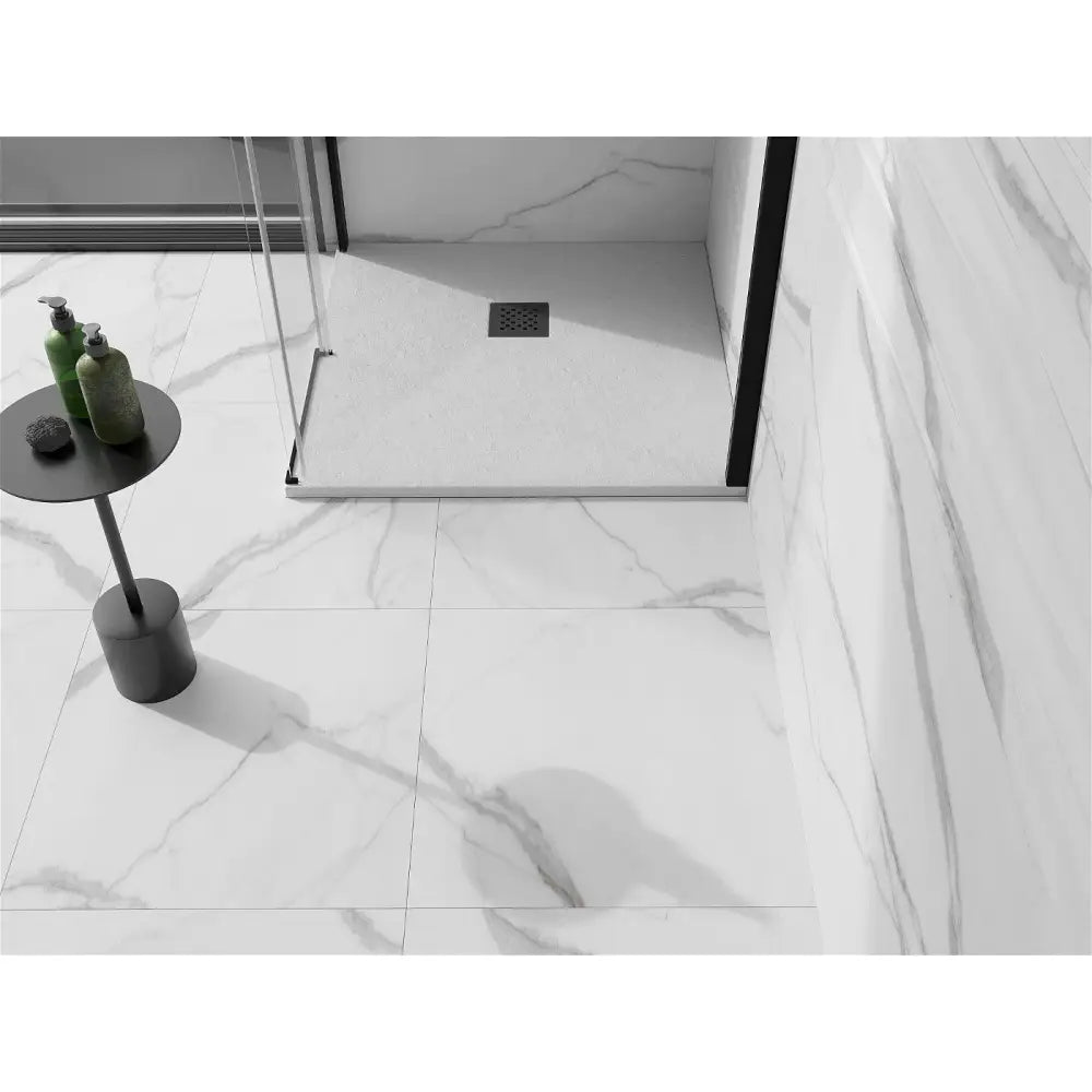 Mexen Stone + Kompositt Dusjbrett Kvadratisk 70x70 Cm Hvit med Svart Deksel - 44107070-b
