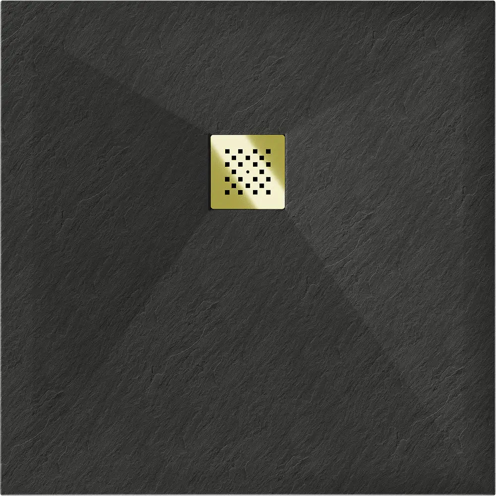 Mexen Stone + Kompositt Dusjbrett Kvadratisk 80x80 Cm Svart med Gullfarget Deksel - 44708080-g