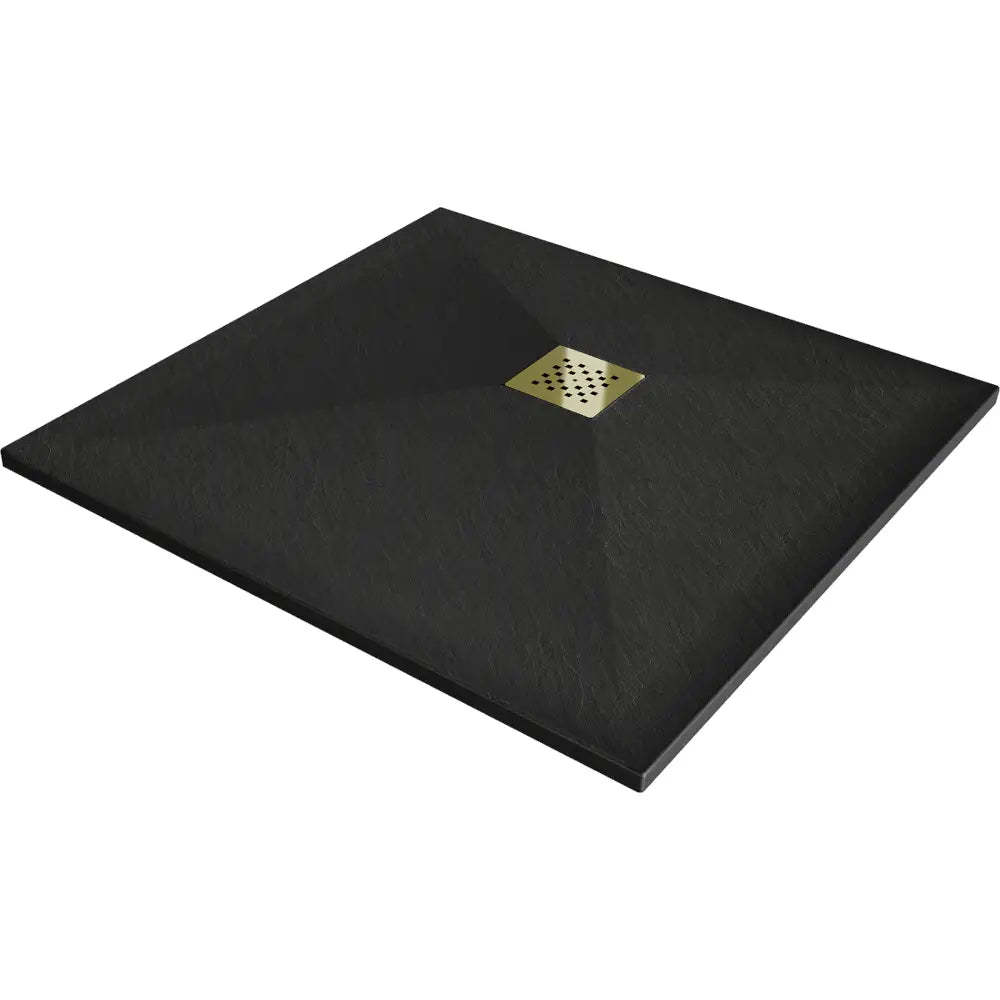 Mexen Stone + Kompositt Dusjbrett Kvadratisk 80x80 Cm Svart med Gullfarget Deksel - 44708080-g