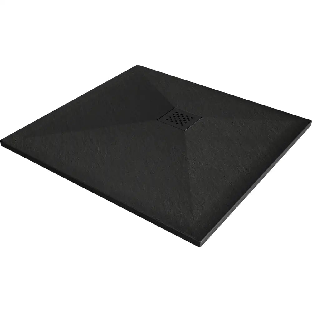 Mexen Stone + Kompositt Dusjbrett Kvadratisk 80x80 Cm Svart med Svart Deksel - 44708080-b