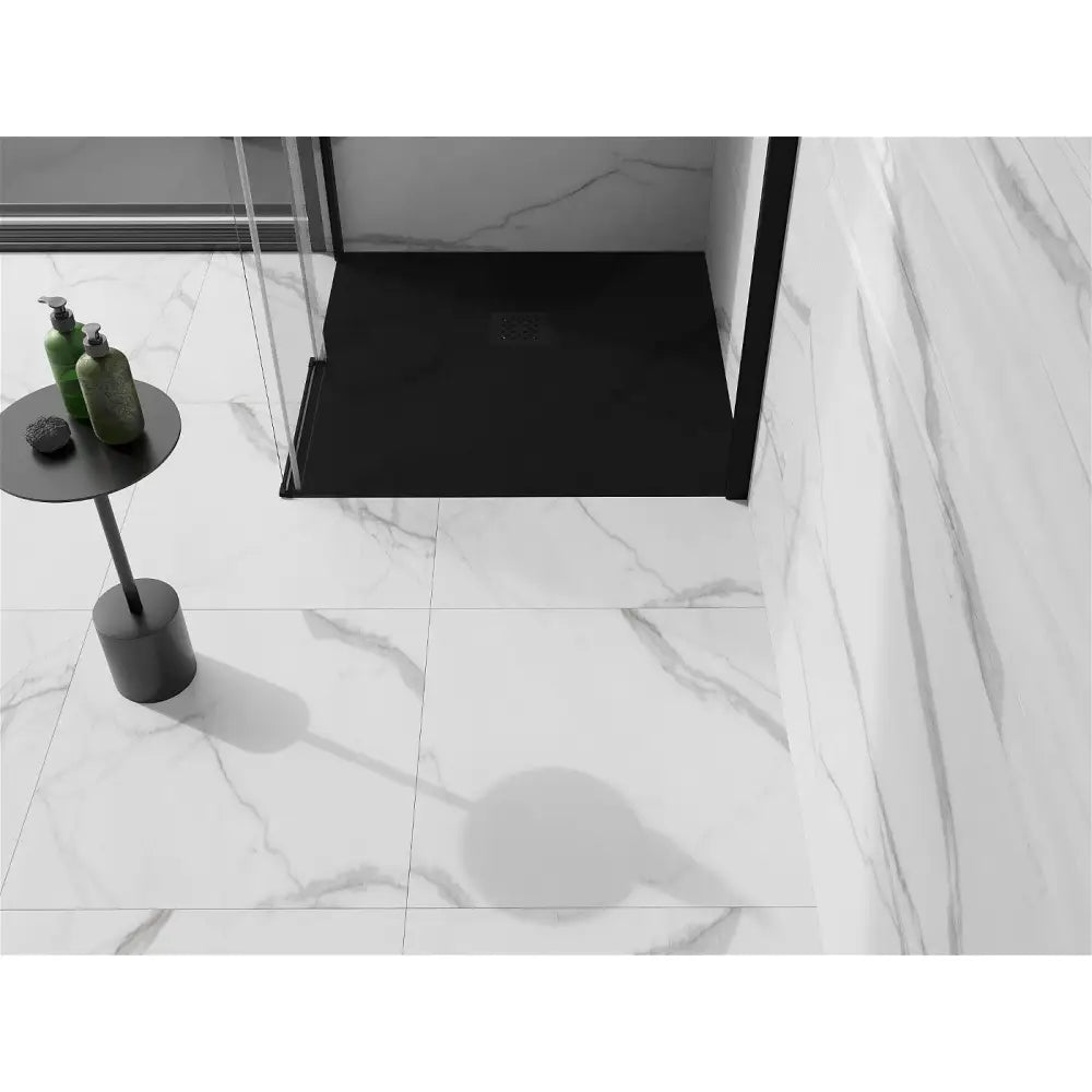 Mexen Stone + Kompositt Dusjbrett Kvadratisk 80x80 Cm Svart med Svart Deksel - 44708080-b