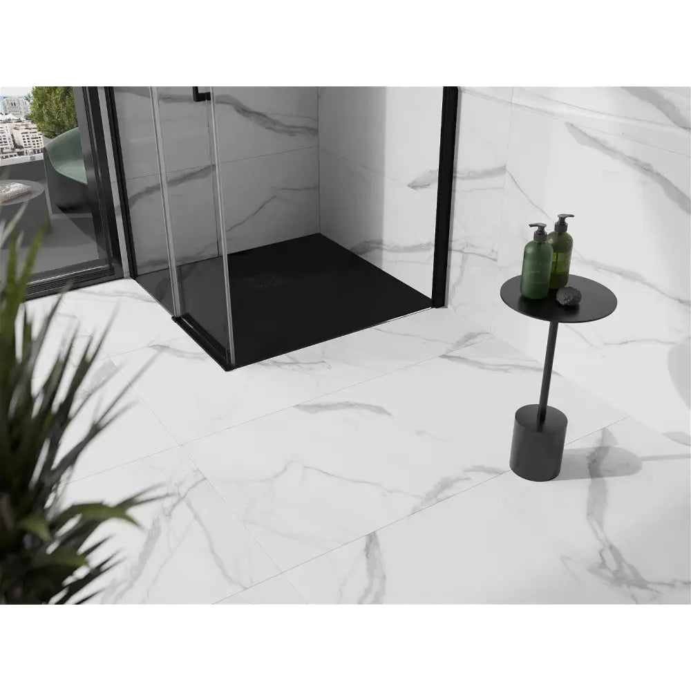Mexen Stone + Kompositt Dusjbrett Kvadratisk 90x90 Cm Svart med Svart Deksel - 44709090-b