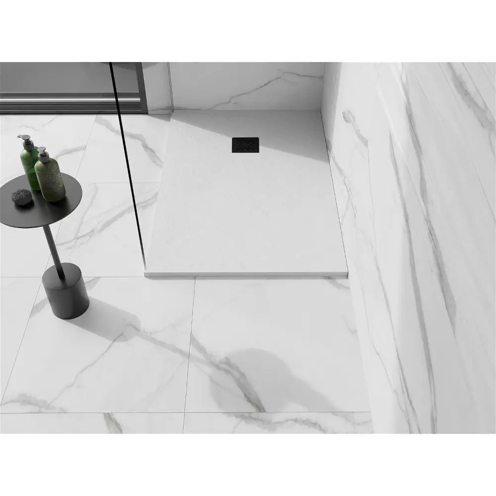 Mexen Stone + Kompositt Dusjbrett Rektangulært 130x90 Cm Hvit med Svart Deksel - 44109013-b
