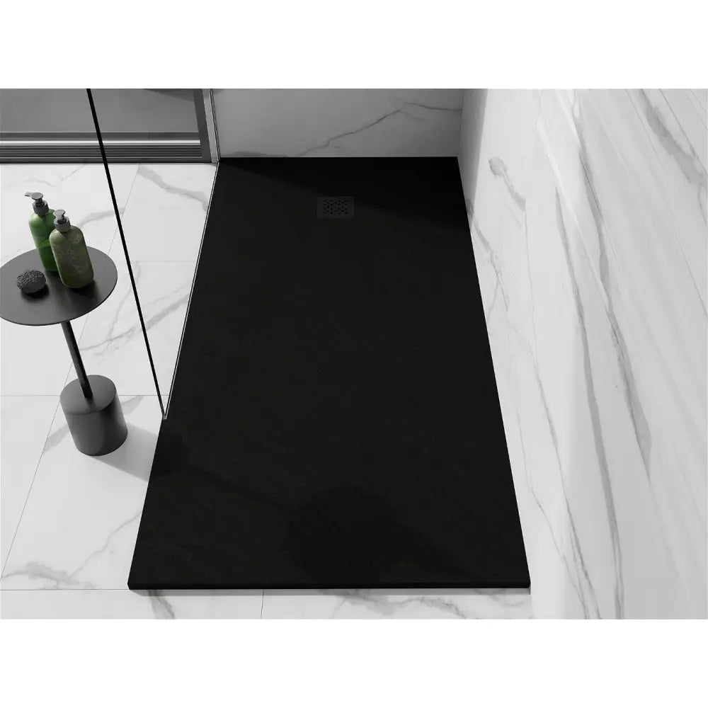 Mexen Stone + Kompositt Dusjbrett Rektangulært 180x100 Cm Svart med Svart Deksel - 44701018-b