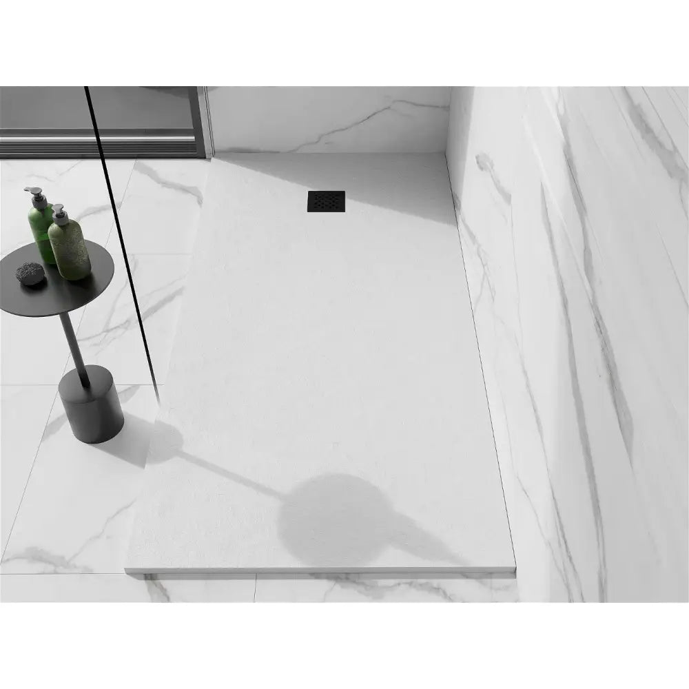 Mexen Stone + Kompositt Dusjbrett Rektangulært 180x70 Cm Hvit med Svart Deksel - 44107018-b