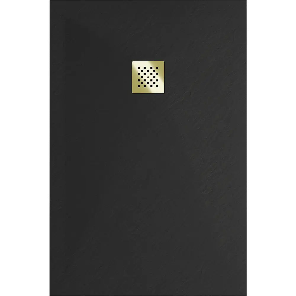 Mexen Stone + Kompositt Rektangulær Dusjbunn 120x80 Cm Svart med Gulldeksel - 44708012-g