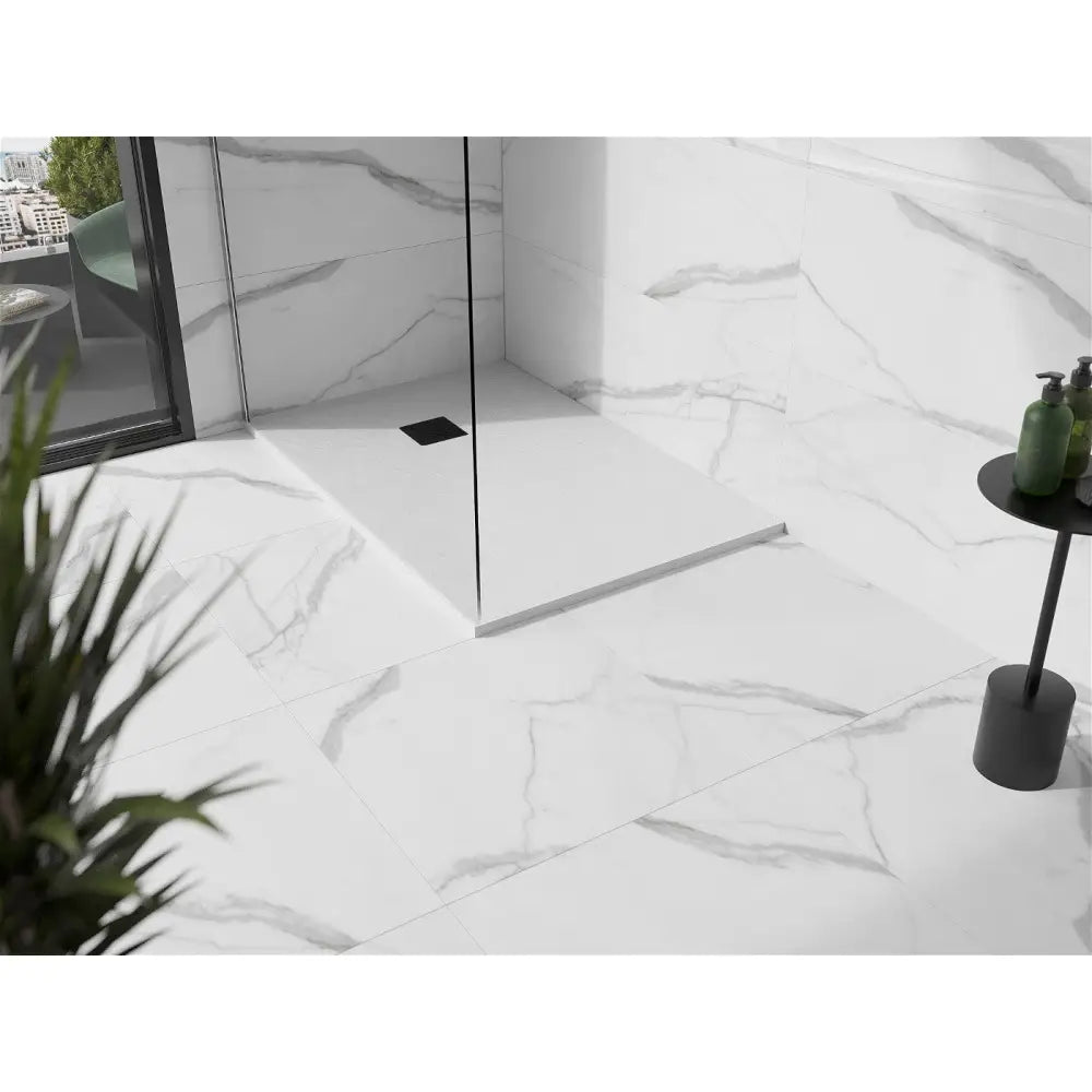 Mexen Stone + Kompositt Rektangulær Dusjbunn 120x90 Cm Hvit med Svart Deksel - 44109012-b